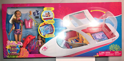 Barbie Dolphin Magic Comes with Clear bottom Boat Dolphin Barbie and Chelsea