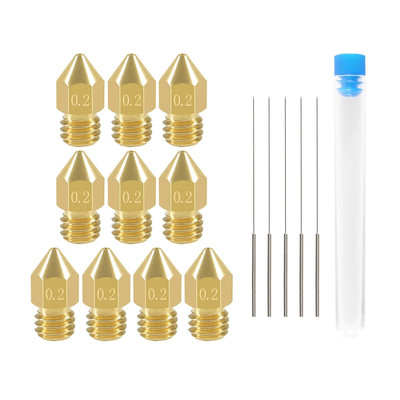 10 Pcs 0.2Mm 3D Printer Nozzles MK8 Extruder Nozzles and 5 Pcs 0.15Mm Stainless 