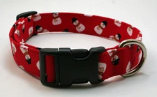 Snowmen on Red Holiday Dog Collar Adjustable Handmade Custom Designer 