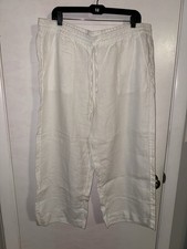 Chicos Linen White Wide Leg Pull On Pants Size 3P 16P Extra Large Beach Resort