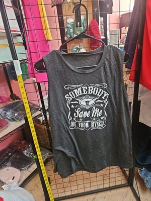 Somebody Save Me From Myself Gray Muscle Tank Top Graphic Sleeveless