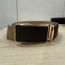 Men's Brown Solid Dress Belt Adjustable Gold-Tone Black Buckle, One Size