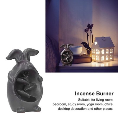 Incense Burner Bunny Shape Exquisite Beautiful Backflow Waterfall Burn SET
