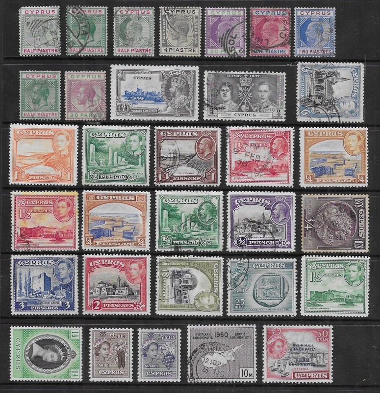 32 Cyprus Stamps from Quality Old Antique Album