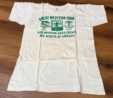 Vintage Sam Houston Great Western Tour  Boy Scout adult Medium green T-Shirt FD3