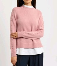 Image of BNWT TED BAKER PINK KNITTED WOOL CASHMERE BLEND JUMPER MOCK SHIRT SIZE 10 TED 2