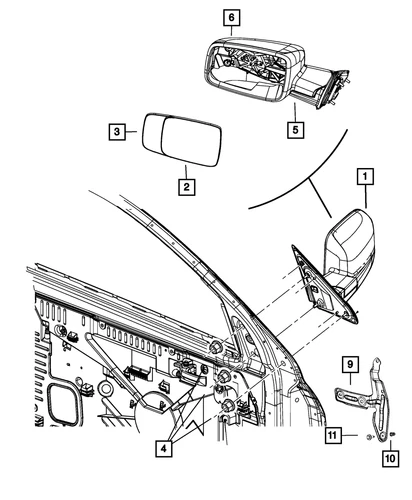 Genuine Mopar Outside Rear-View Mirror Left 68462821AA