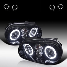 Fit 1999-2006 Vw Golf Mk4 Gti Black Smoke Led Halo Projector Headlights Lamps Fit 1999-2006 Vw Golf Mk4 Gti Black Smoke Led Halo Projector Headlights Lamps