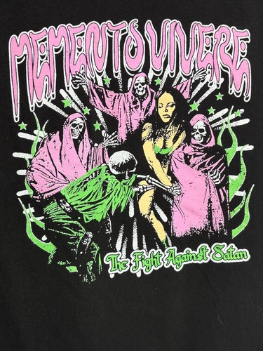 Memento Mori T-Shirt Mens Black Goth Horror Graphic Short Sleeve Medium Vintage