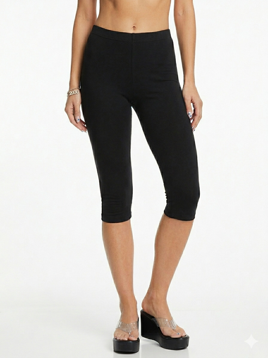 Women’s Essential Basic Capri Leggings | 90% Cotton, 10% Spandex