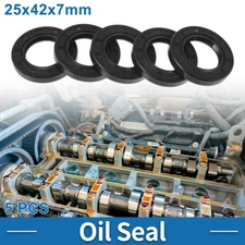 Oil Seal Seal Ring Rotary Shaft Seal Nitrile Rubber 25x42x7mm Black 5 Pcs