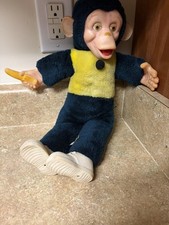 Vintage 16  Mr. Bim Zippy Plush Monkey w/ Banana Stuffed Toy Rubber Face