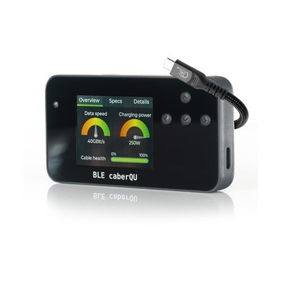 BLE caberQU Digital USB-C Cable Tester, USB PD 3.0/3.1/3.2 eMarker readout, 2...
