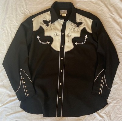 Vintage Western Hemd H-Bar-C California Ranchwear schwarz USA Gr. 17 (XL)