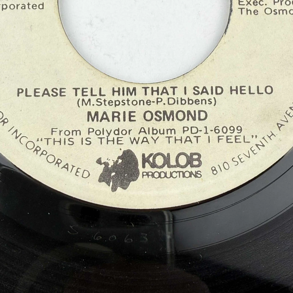 Marie Osmond Please Tell Him That I Said Hello Promo 45 RPM 7" Single DJ Copy - Image 4 of 4