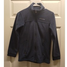 Columbia Kids' Size Medium 10-12 Navy Blue Full Zip-Up Mock Neck Fleece Jacket
