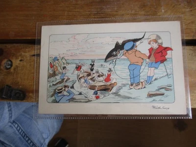 XAVIER SAGER Artist Drawn TITLED Worth Seeing Postcard Unposted c1910s Woolstone - image 1 of 2