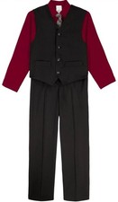 Van Heusen Boys 4-Piece Formal Suit Set, Vest, Pants, Collared Dress Shirt Sz 6