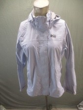 Rei Size L Womens Hooded Drawcord Hem Full Zip Outdoor Logo Rain Jacket 983