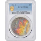 1883-O $1 Morgan Silver Dollar PCGS MS66 - Phenomenal Rainbow Toning