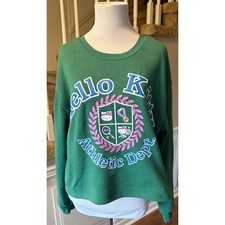 Hello Kitty Athletic Dept Green Crewneck Sweatshirt Junior's Size M