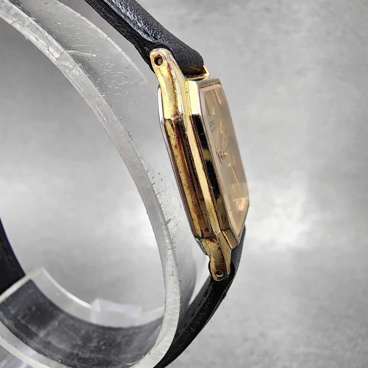 Seiko Tank Watch Women 19mm Champagne Dial Gold Tone 7321-5240 New