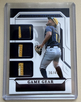 Panini 2025 National Treasures Game Gear Blue Jackson Chourio Brewers GG-JC /49