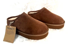 BEARPAW Caroline Suede Slip-On Platform Slippers - Cocoa - Women's Size 8 - NEW!