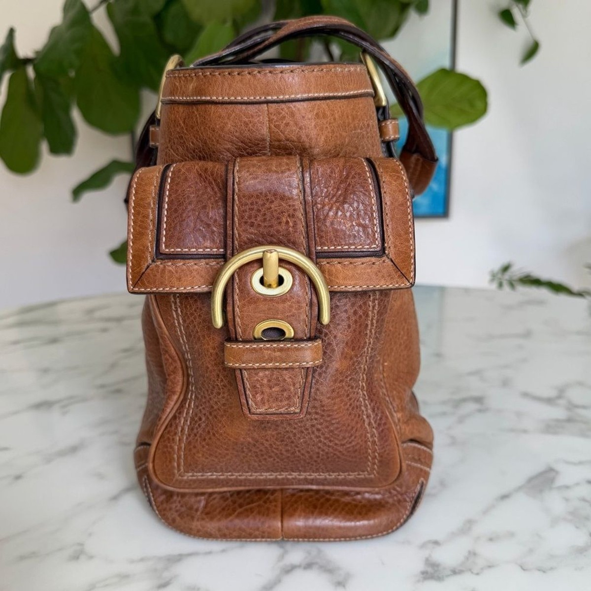 Coach Vintage Y2K Soho Mia Braided Strap Leather Shoulder Tote Bag