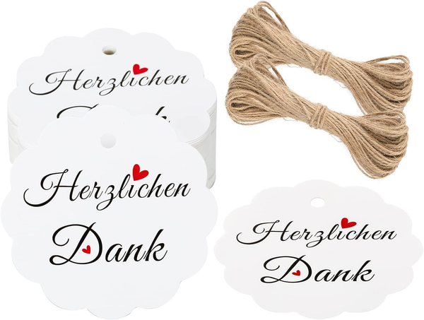 Herzlichen Dank GeschenkanhäNger, 6CM Weiß Danke Gastgeschenke AnhäNger, Danke E-image