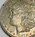 1878 USA MORGAN SILVER DOLLAR 7 TF light circulated minor error Rim strike thru