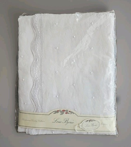 Seltene Lene Bjerre Tischdecke bestickt Jakobsmuschelkante reinweiß 180 x 320 cm - Bild 1 von 6