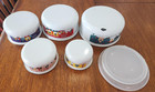 Vintage Enamelware Christmas Bowls "Here Comes Santa" with 2 Lids — photo 2