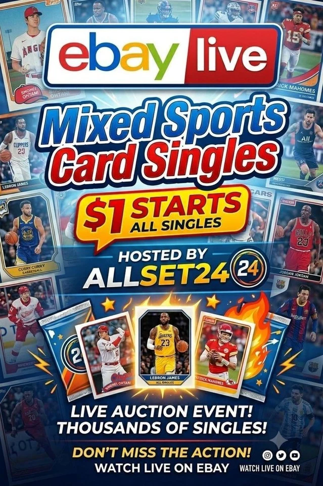 Mixed Sports Singles - $1 Starts w/Allset24 - Reduced Shipping