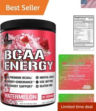 EVL BCAA Amino Acids Powder - Watermelon Flavor for Energy & Recovery 30 Serv...