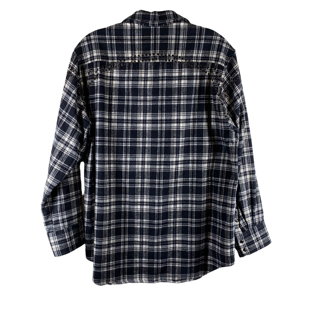 IRO⭐︎IRO IRO Black and White Plaid Flannel Grommet Detail Snap Front