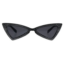 Womens Skinny Sunglasses Triangle Cateye Silver Dotted Bling Fashion UV400