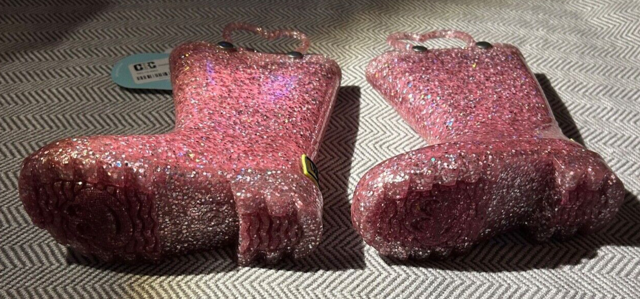 Western Chief Toddler Girls' Confetti Shimmer Glitter Lighted Rain Boots Pink 5T image 5