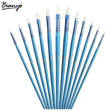 Bianyo Flat Head Watercolor Gouache Paint Brushes Nylon Hair 12pcs/pack