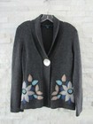 Boden Charcoal Cotton Cashmere Angora Applique Flower Cardigan Sweater Uk 8 Us 4