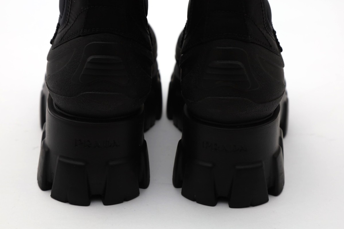 Prada Monolith Nylon Gabardine Boots Size 35.5/US 5.5 in Black | eBay
