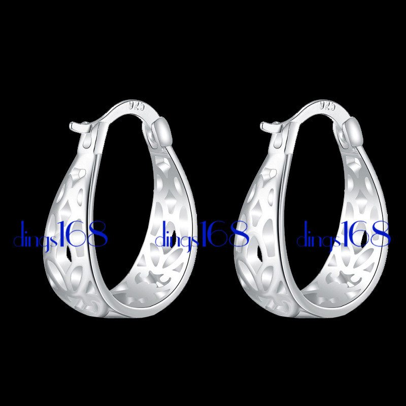 Genuine 925 Sterling Silver Hypo-Allergenic See-through Small Hoop Earrings A1U