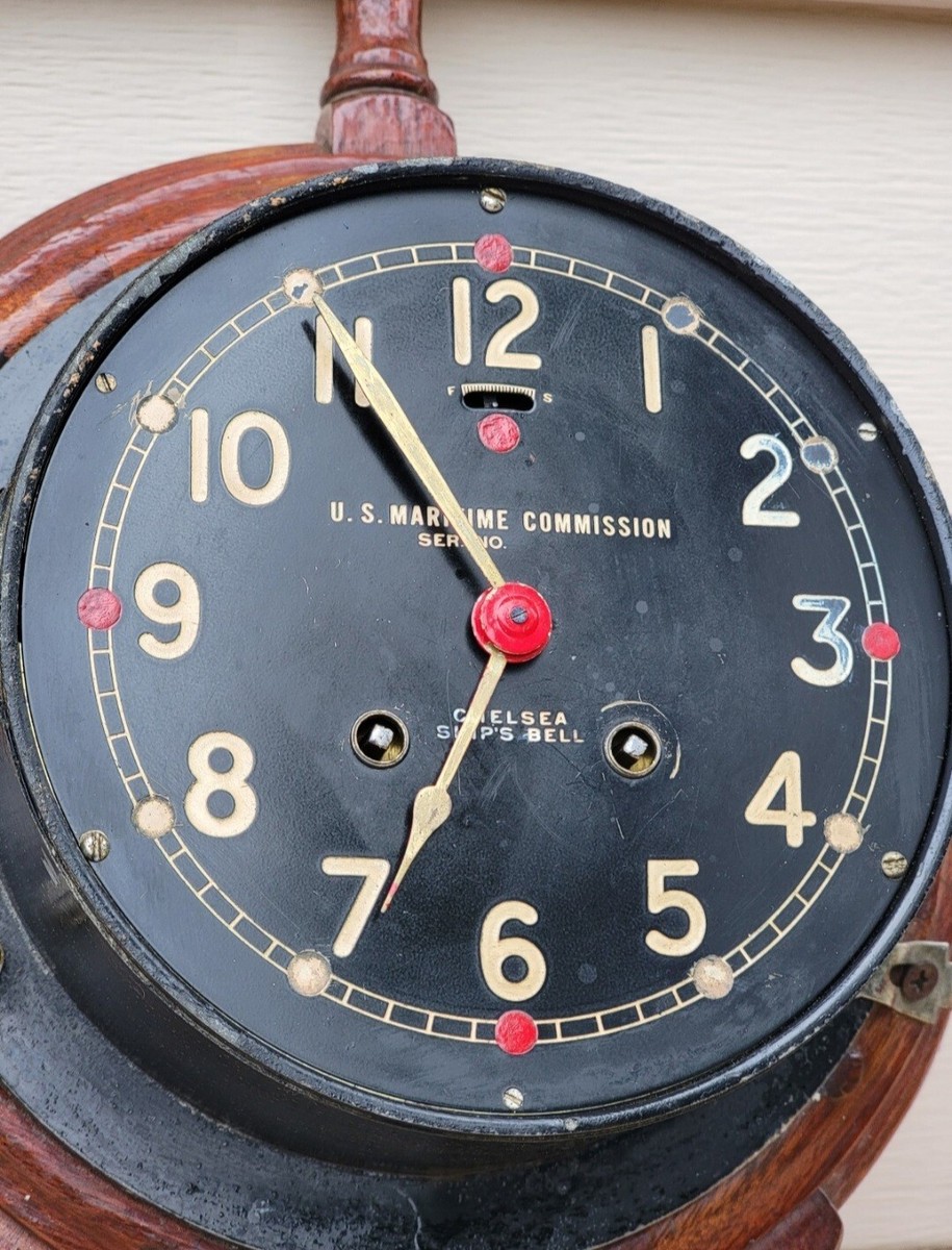 WW2 1944 Chelsea Ships Bell Clock US Maritime Commission | eBay