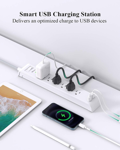 2 Pack Power Strip Surge Protector - 6 Outlets 2 USB Ports 5Ft Long Extension Co - 第 4/12 張圖片