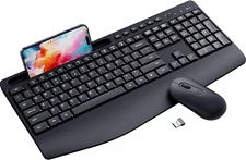 Wireless Keyboard Mouse Combo, Ergonomic Set w/ Wrist Rest, 2.4Ghz for PC/Laptop