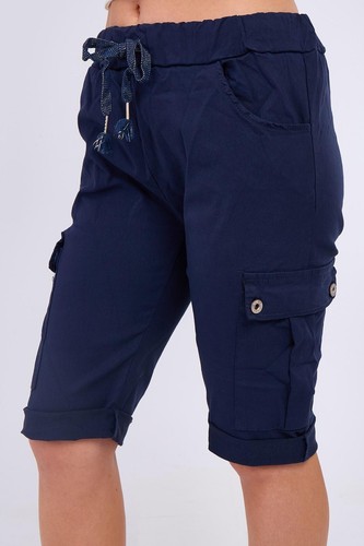 Womens Ladies Cotton Knee Length Summer Combat Cargo Casual Pant Magic Shorts - 第 73/79 張圖片