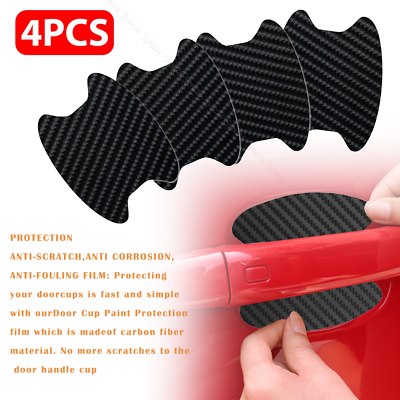 #ad 4x Car Accessories Door Handle Protector Film Anti Scratch Stickers Carbon Fiber $3.99