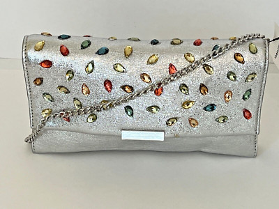 LOEFFLER RANDALL TAB CLUTCH SLV/MULTI OS Crossbody Purse Party Bag RARE!!! NEW
