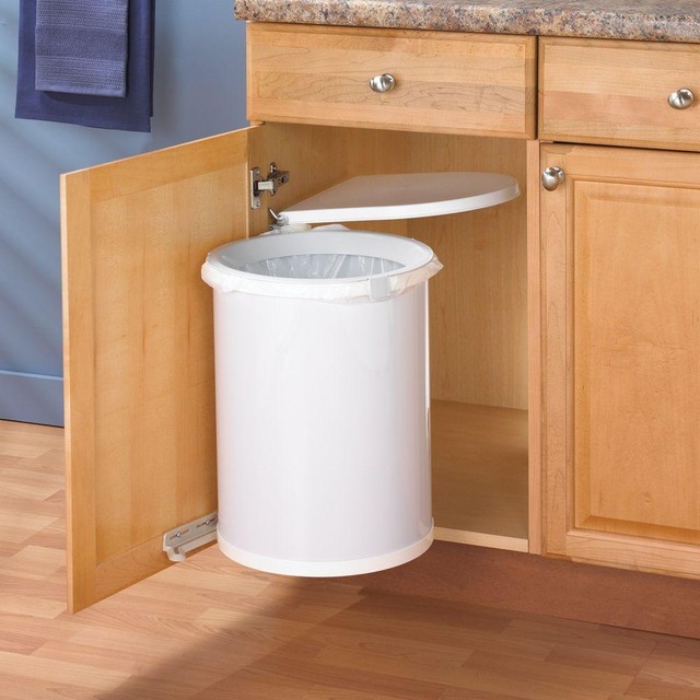 Kitchen In Cabinet Under Sink Trash Can Waste Basket Lid Pivot