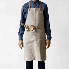 Linen Tales - Natural Linen Luxury Chef Apron 100% Linen 2 Pockets